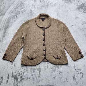 Vintage Banana Republic Sweater Womens XL Tan Brown Fine Italian Wool Cardigan